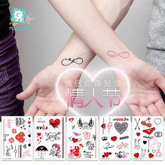 New Valentine's Day Tattoo Sticker Cartoon Heart Love Tattoo Temporary Tattoo for Couples Fashion Couple Temporary Tattoo