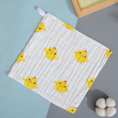 6-layer cotton gauze baby towel, cotton cartoon face towel, children's seersucker square towel, handkerchief saliva towel