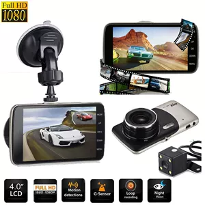 4 düymlük 1296p HD İkiqat Lensli Avtomobil Videoqeydcisi