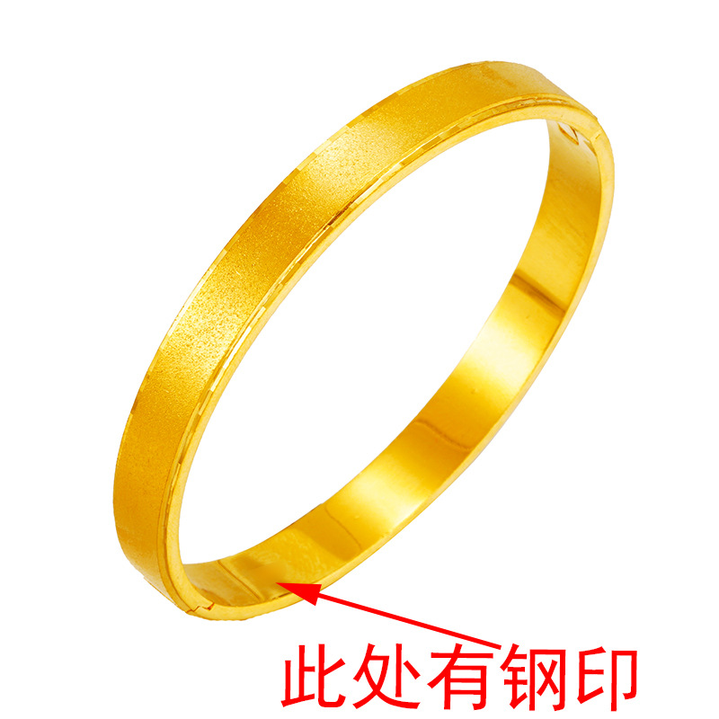 Todo partido simple cobre chapado 24K Vietnam hebilla de oro pulsera femenina europea y americana Transfronteriza Popular abierta antigua pulsera