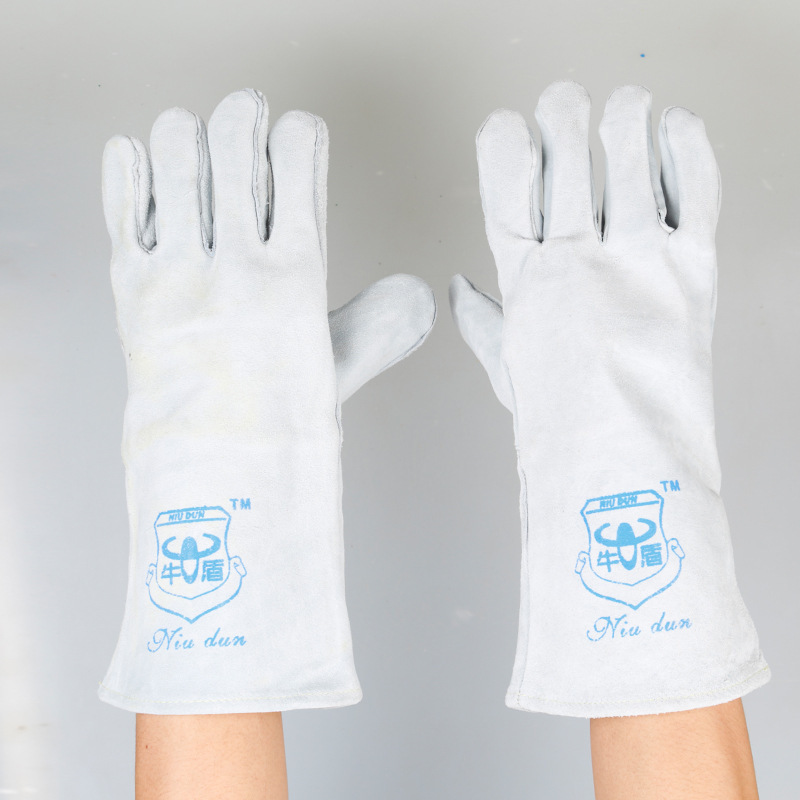 厂家直销二层牛皮多色绒里电焊长手套劳保手套