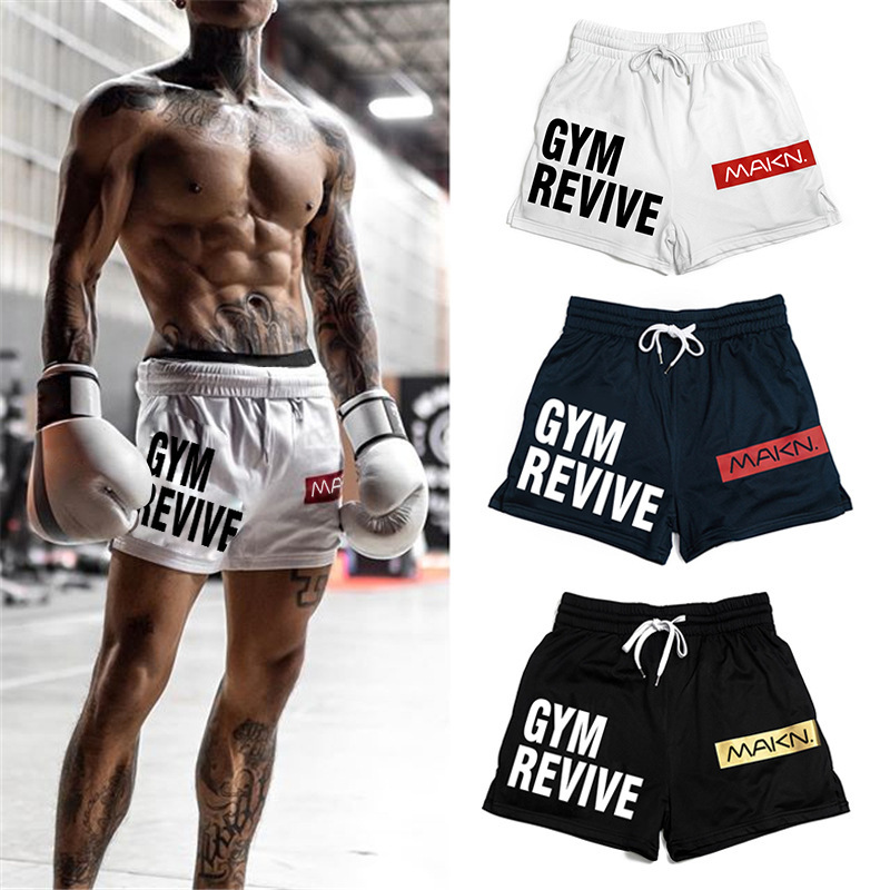 Summer Sports Mesh Breathable Running Boxing Fake Two-Piece with Lining Multi-Functional 3-Point Shorts Men's New Product