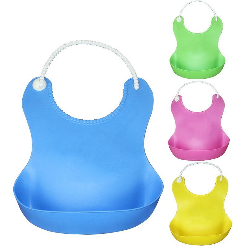 Foreign Trade Manufacturer Stereo Waterproof Kidsren's Baby Bib Plastic Imitation Silicone Bib Bib Baby Eating Bag