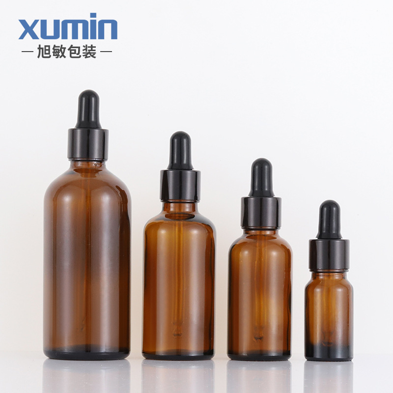 En existencia 10ml 30ml 50ml 100mL botella de aceite esencial de vidrio marrón conveniente botella cuentagotas botella