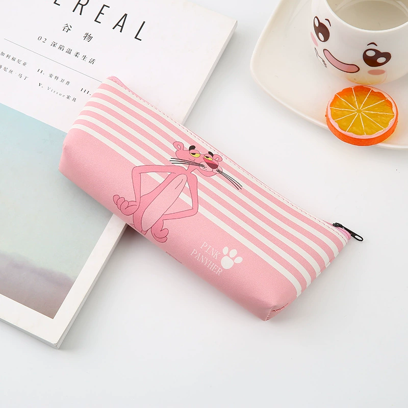 Cartoon cute fresh pencil case, capacious triangular polyurethane storage bag