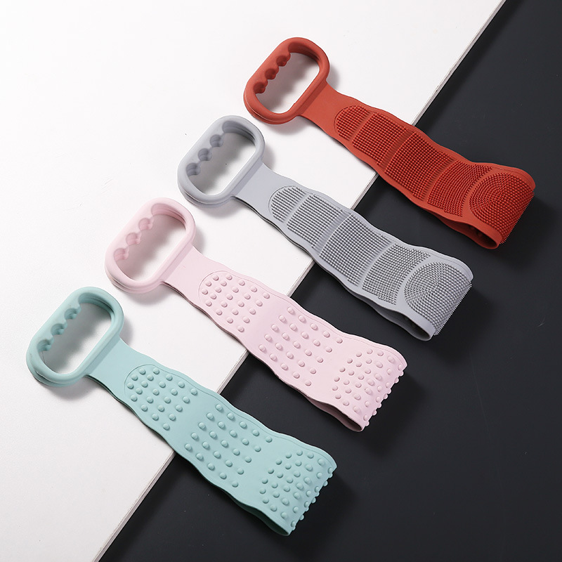 A2844 Toalla de baño de silicona tira larga Toalla de baño de doble capa de espalda alargada Toalla de baño cepillo de baño