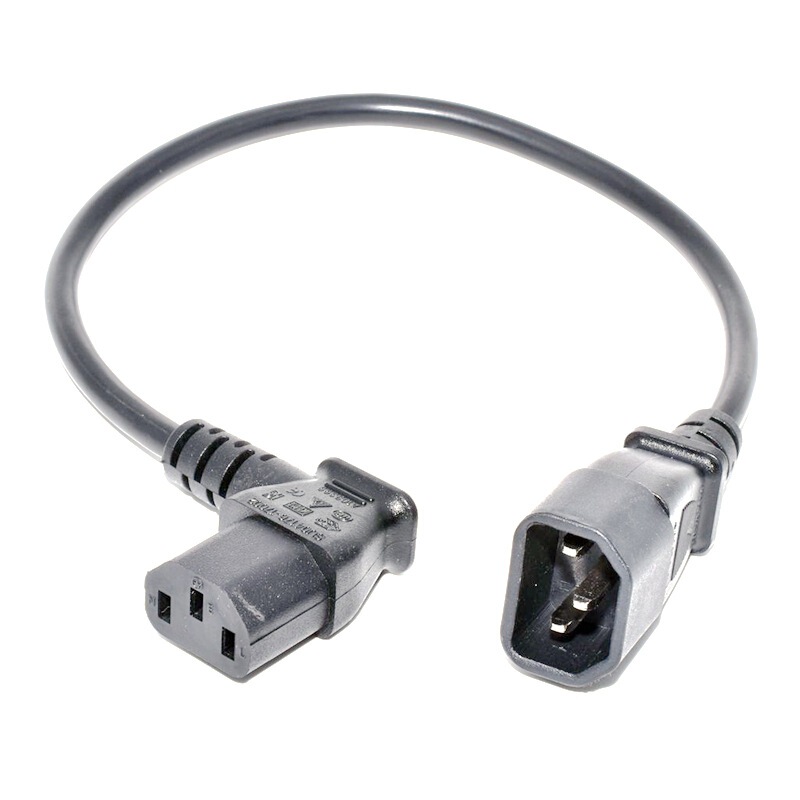 L-shaped product tail male and female extension cord 90 degrees left and right bend C13C14 hoe product word male PDU main cabinet power cord