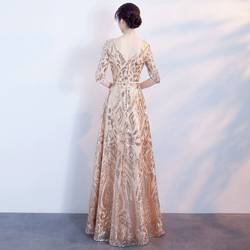 Вечернее платье, золотые ногти sequins, новая коллекция