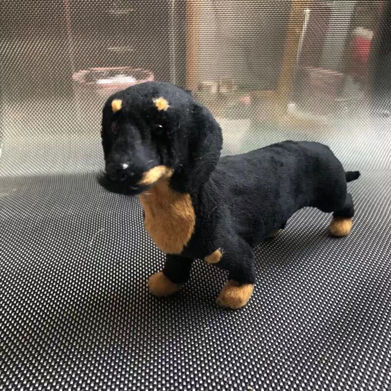 Simulation Dachshund Animal Model Small Ornaments Fur Toys Famous Dog Ornaments Model