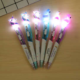 可发光设计卡通动物笔帽时尚LED圆珠笔 颜色款式多样 36支/盒
