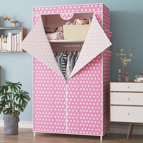 Simple wardrobe cloth wardrobe rental room for single dormitory hanging wardrobe economical steel pipe reinforced thick storage cabinet