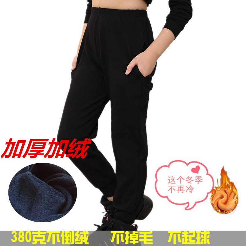 冬季加绒加厚儿童舞蹈裤收口萝卜裤灯笼裤棉质弹力练功跳舞裤中国