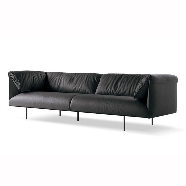Italiano minimalista sofá de cuero de tres asientos moderno minimalista sala de estar dormitorio mediano y pequeño apartamento de primera capa de cuero de vaca combinación