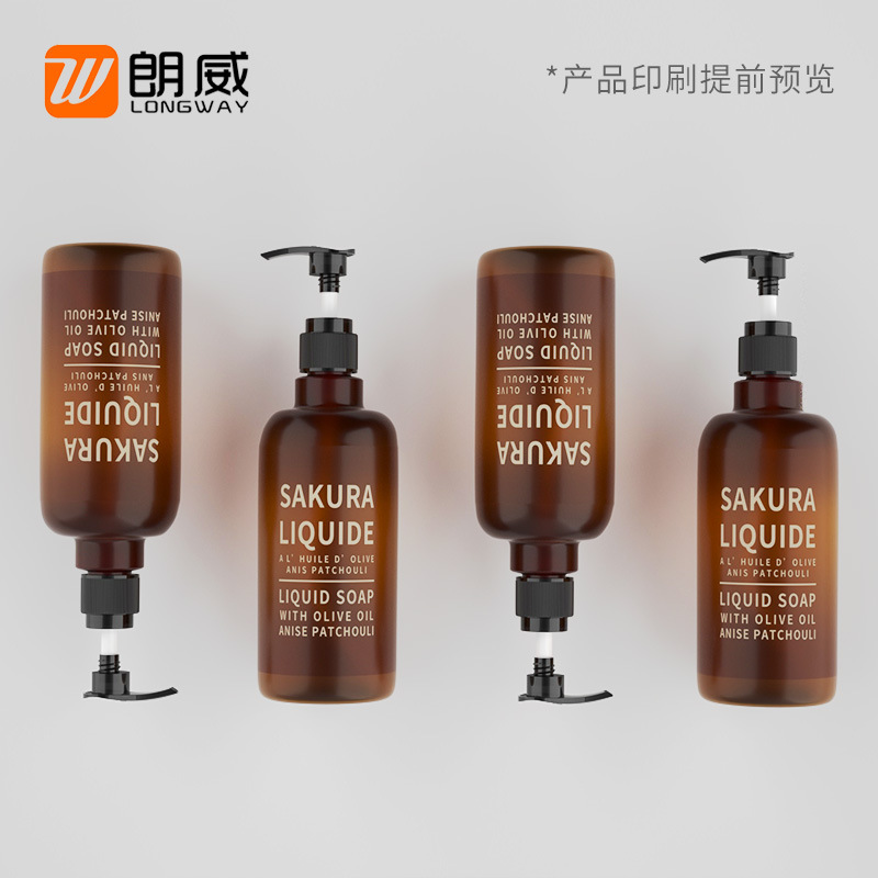500ml cilíndrico de cuello largo botella de la bomba espiral botella de prensa Loción Gel de ducha botella de plástico botella desinfectante de manos en stock langwei