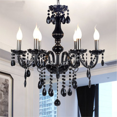 Black Chandelier European Style Living Room Crystal Lamp Bedroom Lighting Decor Modern Simple Restaurant Lamp Retro Internet Cafe Creative Lighting