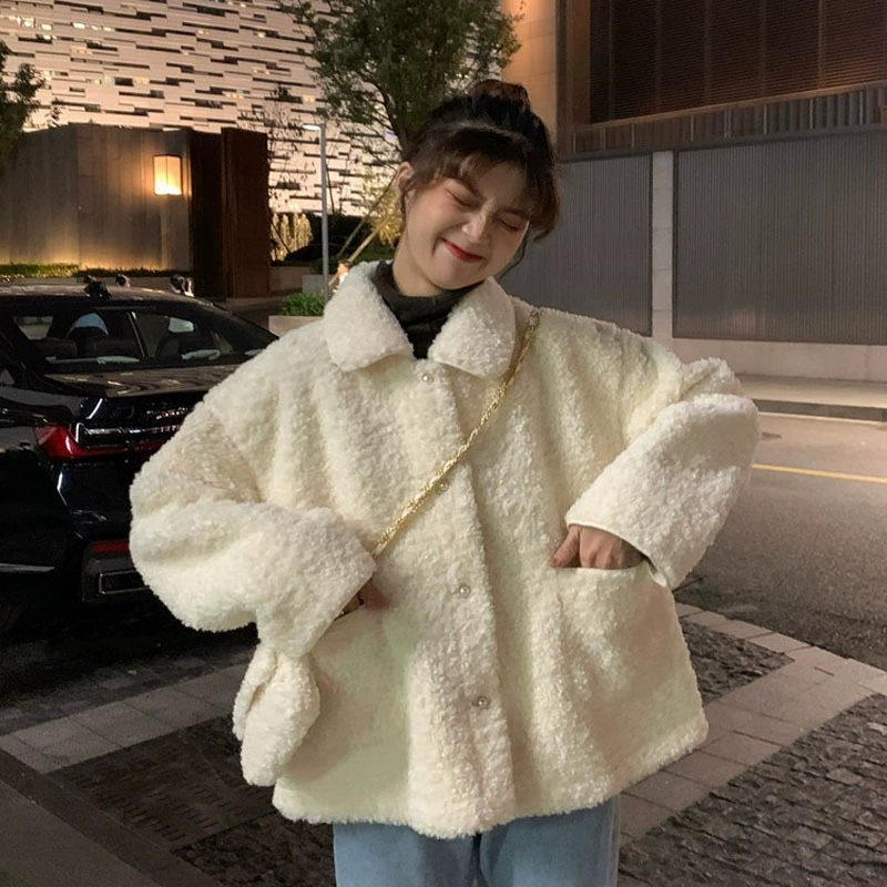 Утолщенное флисовое пальто из овечьего флиса на флисовой подкладке, популярное в Интернете короткое студенческое пальто в японском стиле с длинными рукавами, модное женское пальто