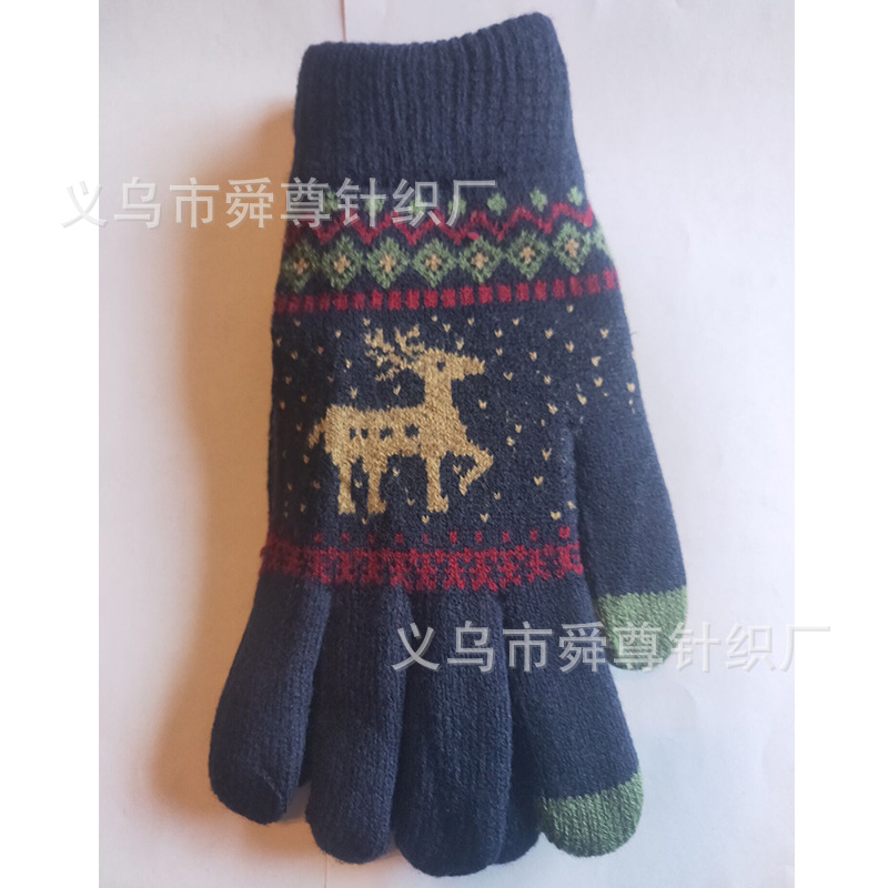 Shun Zun guantes Jacquard de pantalla táctil de punto jacquard ciervo pantalla táctil térmica de doble capa guantes de acrílico se pueden hacer en los patrones