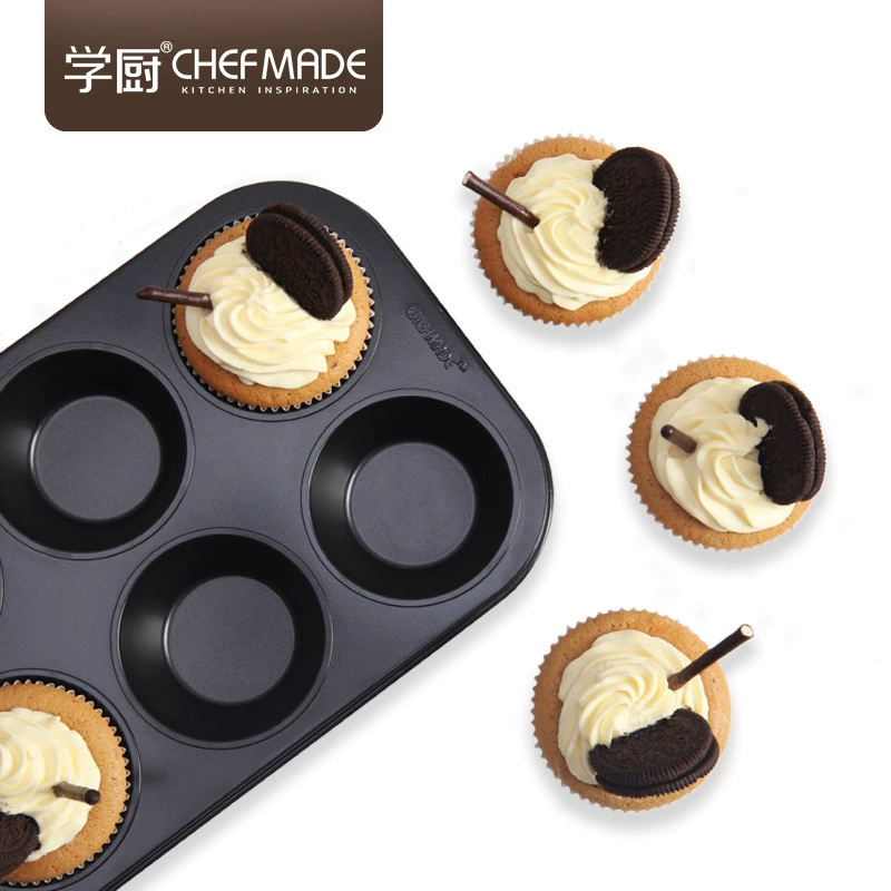 Круглая передвижная кухня Round Moved 6 -Langed Cup Large Non -Sticky Mafan Cake Malfen Paper Cup Cake Home Bakery Mold