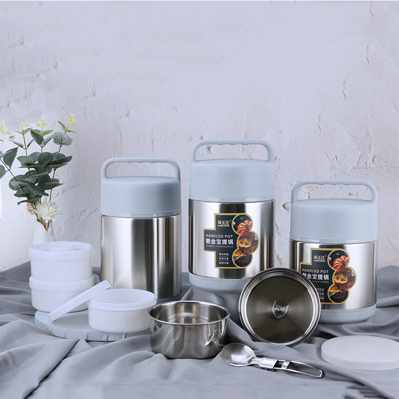 304 Vacuum Insulated Double-Layer Food Container, Leak-Proof Sealed Lunch Box, Compartmentalized Lunch Box, Thermal Insulation Stainless Steel