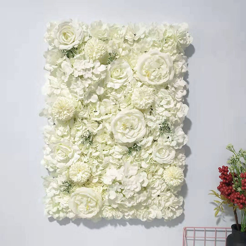 Suministros de boda pared de flores artificiales rosa peonía hortensia flor de seda fila de flores falsas decoración de pared de fondo de flores artificiales de boda