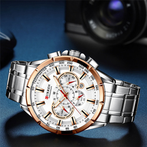 Curren/Carren 8363 men's business steel strap watch quartz calendar six-pin multi-function luminous men's watch