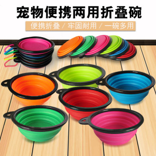 Factory Direct folding bowl dog outdoor travel black frame dog food bowl dog drinking water with buckle tpr anti-choke Bowl