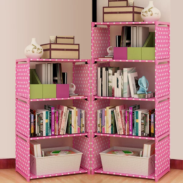 Simple Bookshelf Single Row Student Assembled Bookcase Book Storage Shelf Combination Reinforced Storage Children's Storage Bookcase
