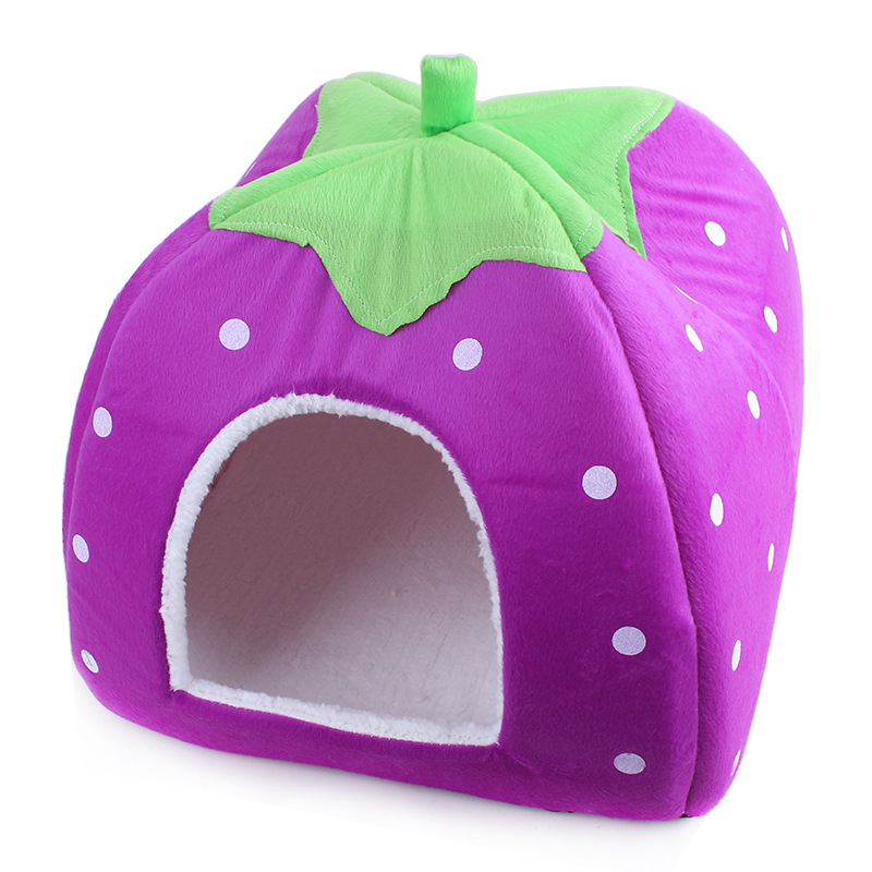 Nido de mascota cuatro estaciones Perrera de fresa universal extraíble y lavable de algodón nido estera de doble uso Casa de perro gato nido de conejo