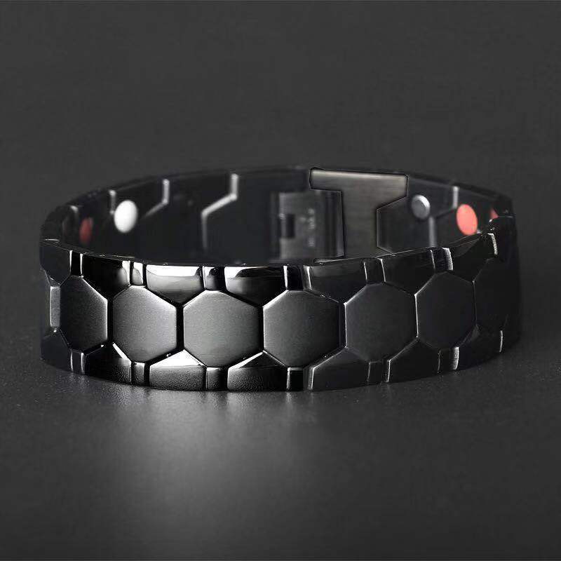 2PCS Hot selling Men's Spherical Hexagonal Magnetic Four in One Wide Edition Bracelet_voghion.com