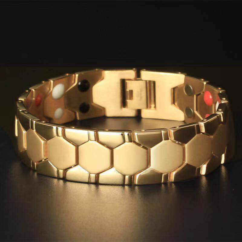 2PCS   Hot selling Men's Spherical Hexagonal Magnetic Four in One Wide Edition Bracelet_voghion.com