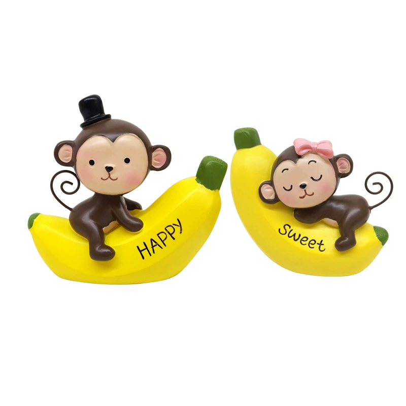 Креативная набор фигурок из смолы Банановой Обезьяны Motor Swing Cake Baking Decoration Set к Пасхе/Дню Святого Валентина