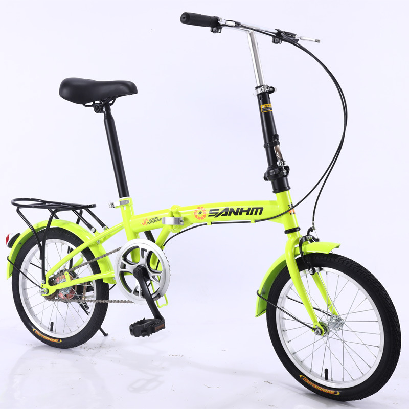 Bicicleta plegable Bicicleta de 16 pulgadas modelo de estudiante masculino y femenino con estante de regalo coche se puede utilizar como LOGO