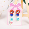 Children's earrings, cute long ear clips for princess, no pierced ears, wholesale