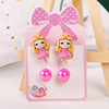 Children's earrings, cute long ear clips for princess, no pierced ears, wholesale