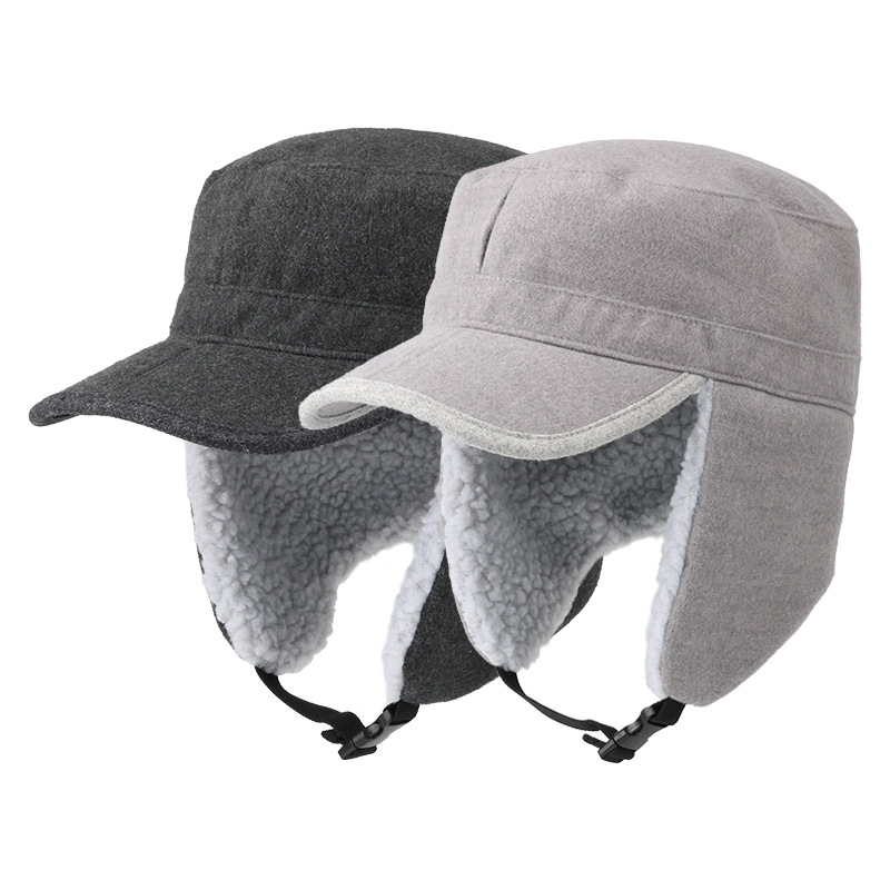 Men's Outdoor Cycling Versatile Foldable Woolen Retro Peaked Cap Women's Ear Protection Lambswool Hat