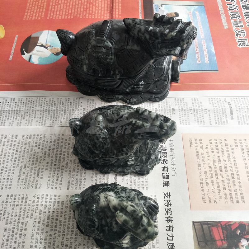 独山玉龙龟摆件龙头龟独玉貔貅摆件批发南阳独玉石九龙印皮休摆件