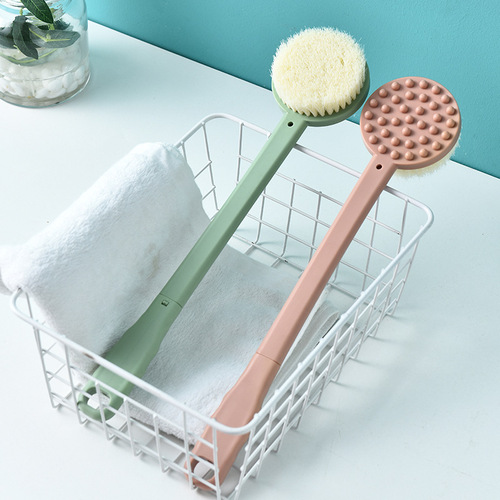 Long-handled massage shower brush, 2-in-1 soft bristle shower scrub, household bath scrub, back scrubber, bath brush with hanging function, wholesale shower brush