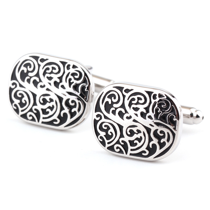 Patterned retro paint color French shirt cufflinks cufflinks men_voghion.com