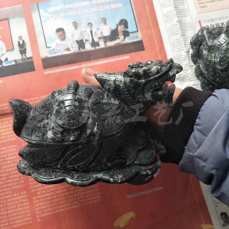 厂家批发南阳独山玉龙龟摆件玉石麒麟摆件独玉貔貅摆件玄关客厅装