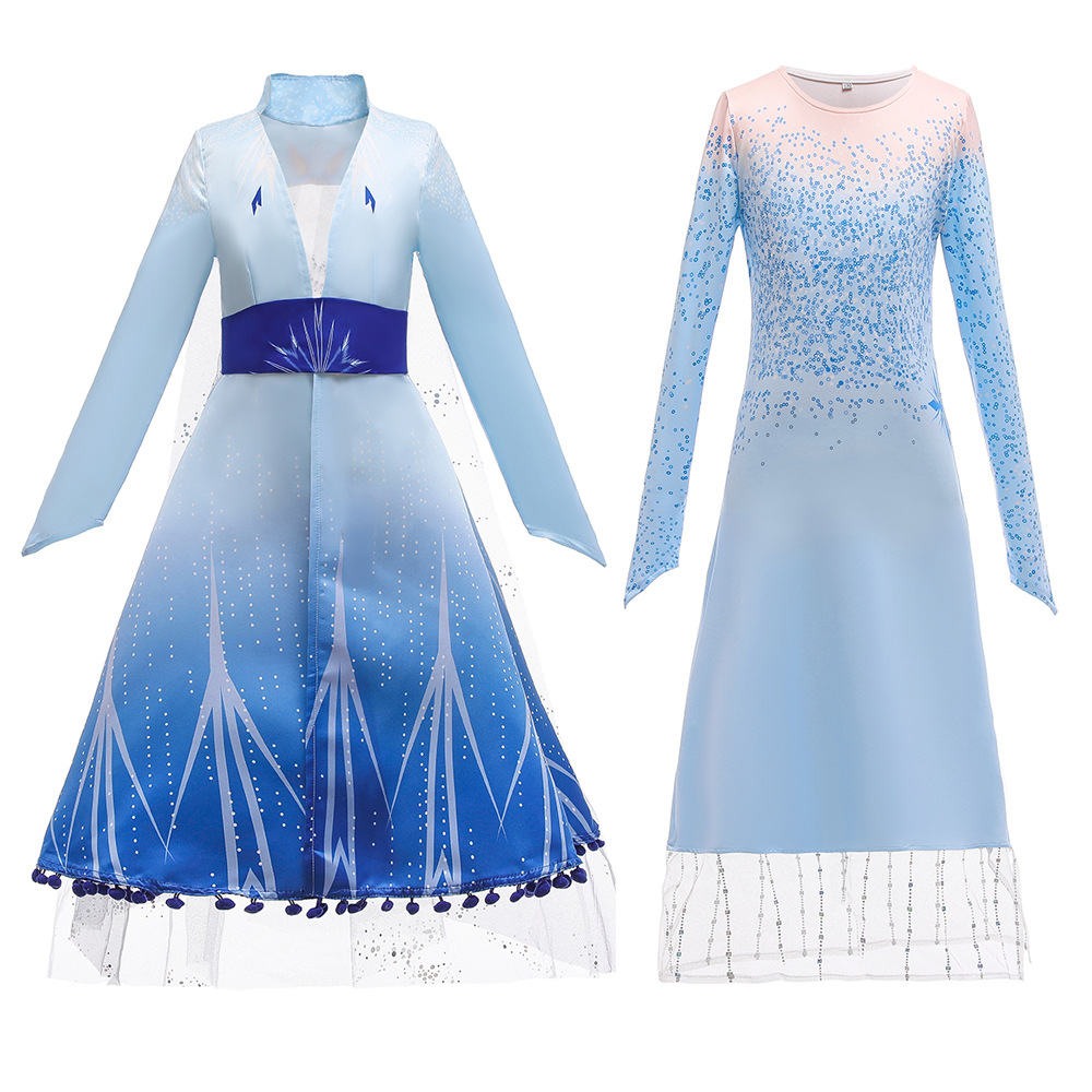 Cross-Border Girls' New Frozen 2 Elsa Princess Dress Performance Costume Three-Piece Set Cos Dress Little Princess