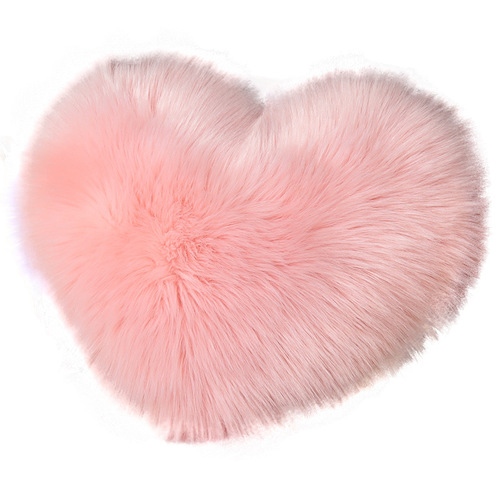 Love pillow, heart-shaped plush pink imitation wool living room sofa girl gift cute cushion bedside pillow