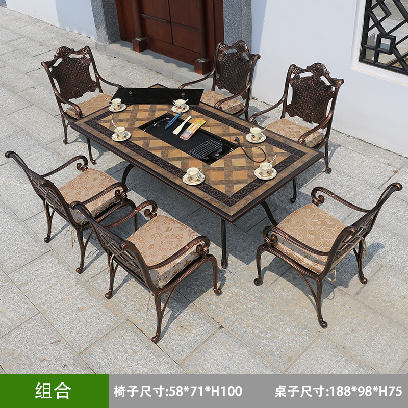 Ziyun 의자 + 188 알루미늄 가장자리 타일 전기 베이킹 테이블 6 + 1 조합