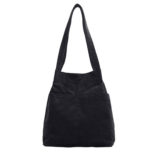 Leather backpack for women, suitable for autumn and winter, versatile and stylish, corduroy, single shoulder, Korean student canvas bag, large capacity, literary shopping bag