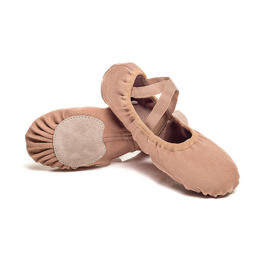 Stretch fabric dance shoes for women, soft soles, children's exercises, adult preschool teachers' body art exams, camel color ballet cat claw shoes