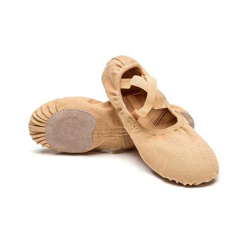 Stretch fabric dance shoes for women, soft soles, children's exercises, adult preschool teachers' body art exams, camel color ballet cat claw shoes