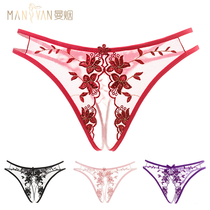 Man Smoke Sexy Underwear Sexy Lace Embroidered Thong Embroidered Hollow Briefs Sexy Underwear Women's 8219