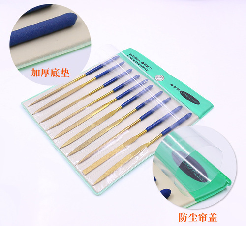 Gold-coated titanium diamond file 3/4/5mm set assorted shaping files woodworking metal polishing and grinding tools