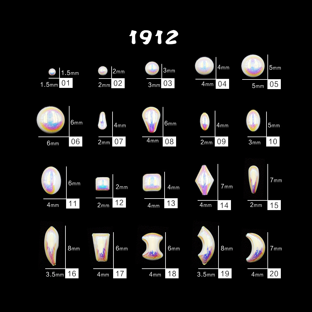 Corea del Sur accesorios de uñas plana AB en forma de joyería de perlas japonesas concha de perlas no se desvanece joyería de uñas al por mayor