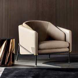 家具沙发售楼处皮布艺洽谈椅别墅客厅单人沙发椅高密度海绵轻奢