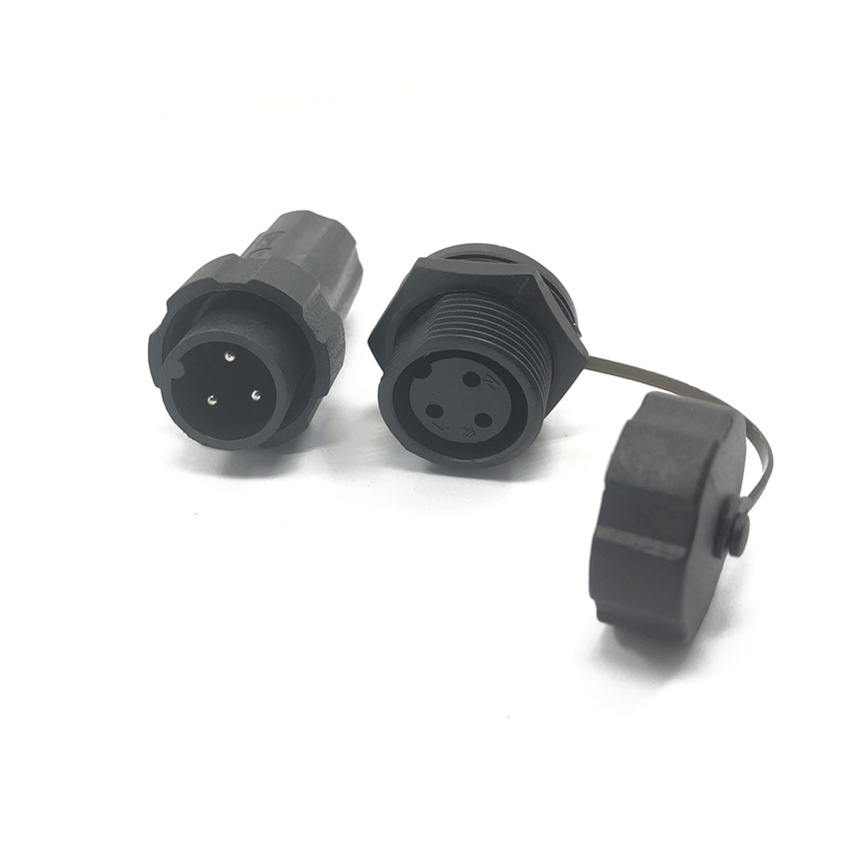 M22 3芯针孔 尼龙防水连接器 面板组装插头式 IP68 圆形电连接器